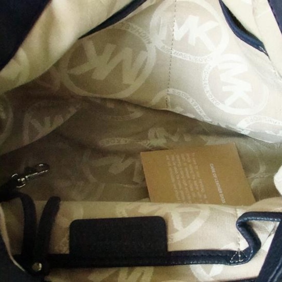 Michael Kors Austin Tote - Large Slouchy Handbag Blue Leather Hobo Bag - Picture 2 of 12